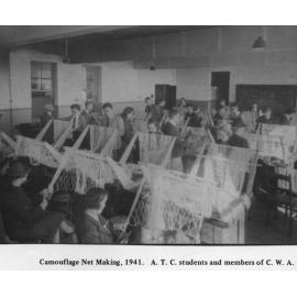 Armidale Teachers' College: Camouflage net making, students and members of C.W.A., 1941
