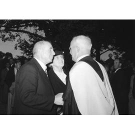 Armidale Teachers' College: Mayor L. Dawson and Mayoress greet ex-Principal, C.B. Newling, Easter 1948