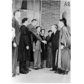 Armidale Teachers' College: Principal G.W. Bassett introducing staff to Governor-General Sir William McKell, March 1949