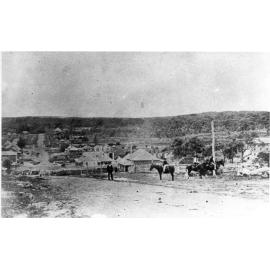Uralla from Carrol's Hill [1871, 1866], On horseback Robert Kelly, Charles Brereton, Jas. Ryan