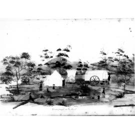 Gold mining encampment in the bush