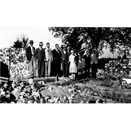 Pioneer staff and students meet at the old gaol site on 8 April 1929 to witness commencement of work on the College building
