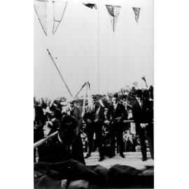 Armidale Teachers' College, Hon. D.H. Drummond, Minister for Education, unveiling one of the foundation stones, 2 November 1929
