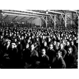 Large gathering of people inside Woodward & Purkiss' building in Marsh Street (Olympia Skating Rink), c. 1915
