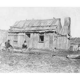 Old slab and bark hut behind Belle Vue Station, Mt Mitchell Road, Glencoe, NSW
