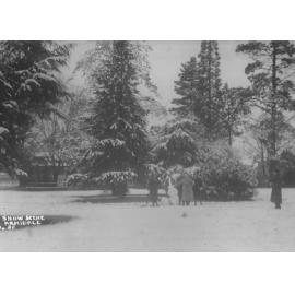 Snow scene in Central Park, Armidale, c. 1924.