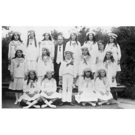 Hillgrove School Concert, 1917, Children dressed as sailors, Mr. Butsworth (teacher)