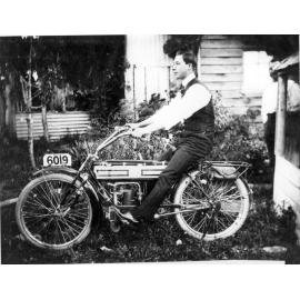 Youth on Speedwell Motor Cycle