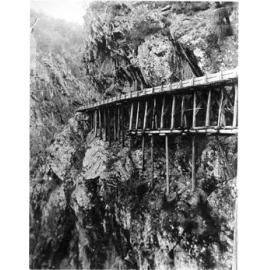 Styx River Hydro-Electric Scheme - the fluming and support system as it appeared in 1908. 