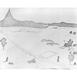 Sketch of Bald Blair Station, east of Guyra between Falconer and Ward's Mistake Stations, by William Gardner