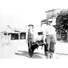 Ambulance Practice on the site of the former Dumaresq Shire Council Chambers in Faulkner Street, c. 1925.