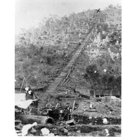 Wreckage at the foot of Baker's Creek Gorge after the Boiler disaster of 1913. 