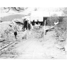 Wreckage at the foot of Baker's Creek Gorge after the Boiler disaster of 1913. 