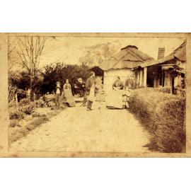 Side view of people in front of Beverley, Bundarra