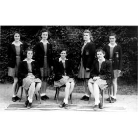 Netball team 1941 New England University College Netball (front) Hilda Gardener, Francis Lawler, Bessie Longworth (back) Lorraine Perkins, Jean Bridges, Joan Whitely, & Heather Longworth