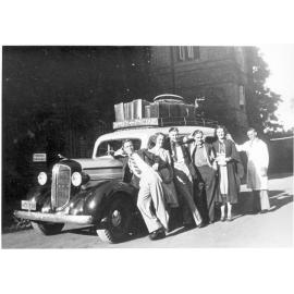 Student group around sedan end of term holiday, 1941