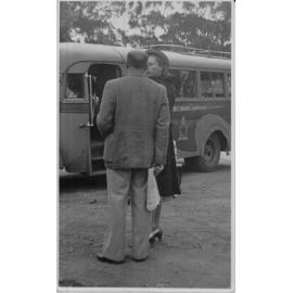 Isabel Blanche, lecturer in French, New England University College with bus in background