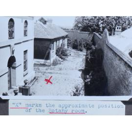 "X" marks the approximate position of the Botany room