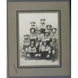 Armidale Scout Troop with Ray Jopson holdin a bugle, c.1918-1922