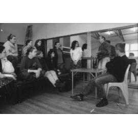 Theatre Studies - Mr Stephen Sewell (seated) and Mr Janis Balodis with students, 1994 