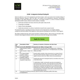 Immigrants in the Bush: Finding Aid