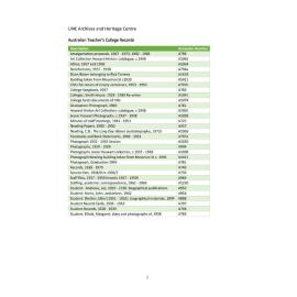 Armidale Teachers' College Collections: Finding Aid