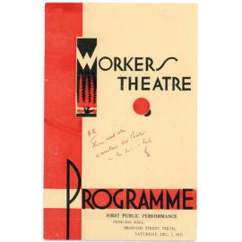 Workers Theatre Programme, Princess Hall, Perth, 1935