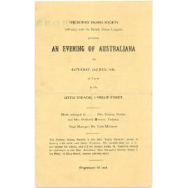 The Sydney Drama Society presents "An Evening of Australia", 1938