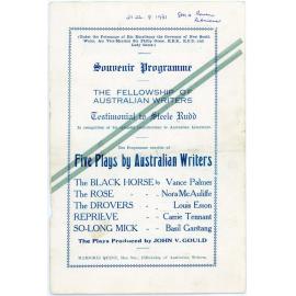 Programme - Five plays by Australian Writers, 1931