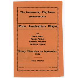 The Community Playhouse Darlinghurst present "Four Australian Plays", 1930