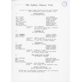 The Sydney Players' Club, Program of Eighth Studio Evening, 1934