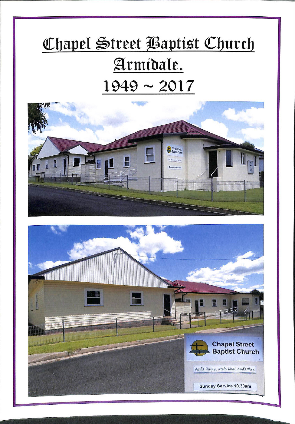 Chapel Street Baptist Church Armidale 1949-2017